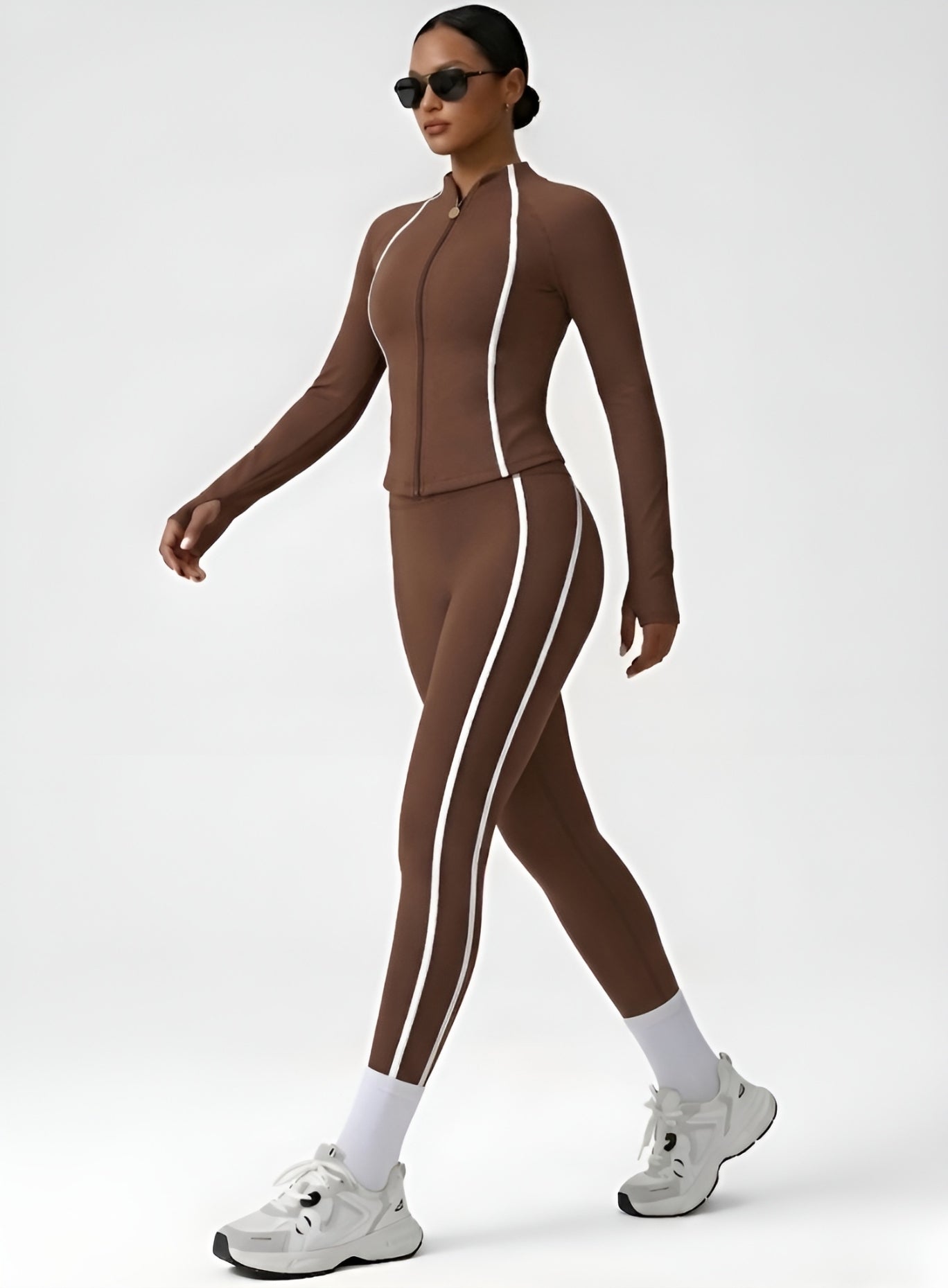 PowerFlex Sculpt Zip Jacket - Mocha Brown - VECTOR SPORTSWEAR