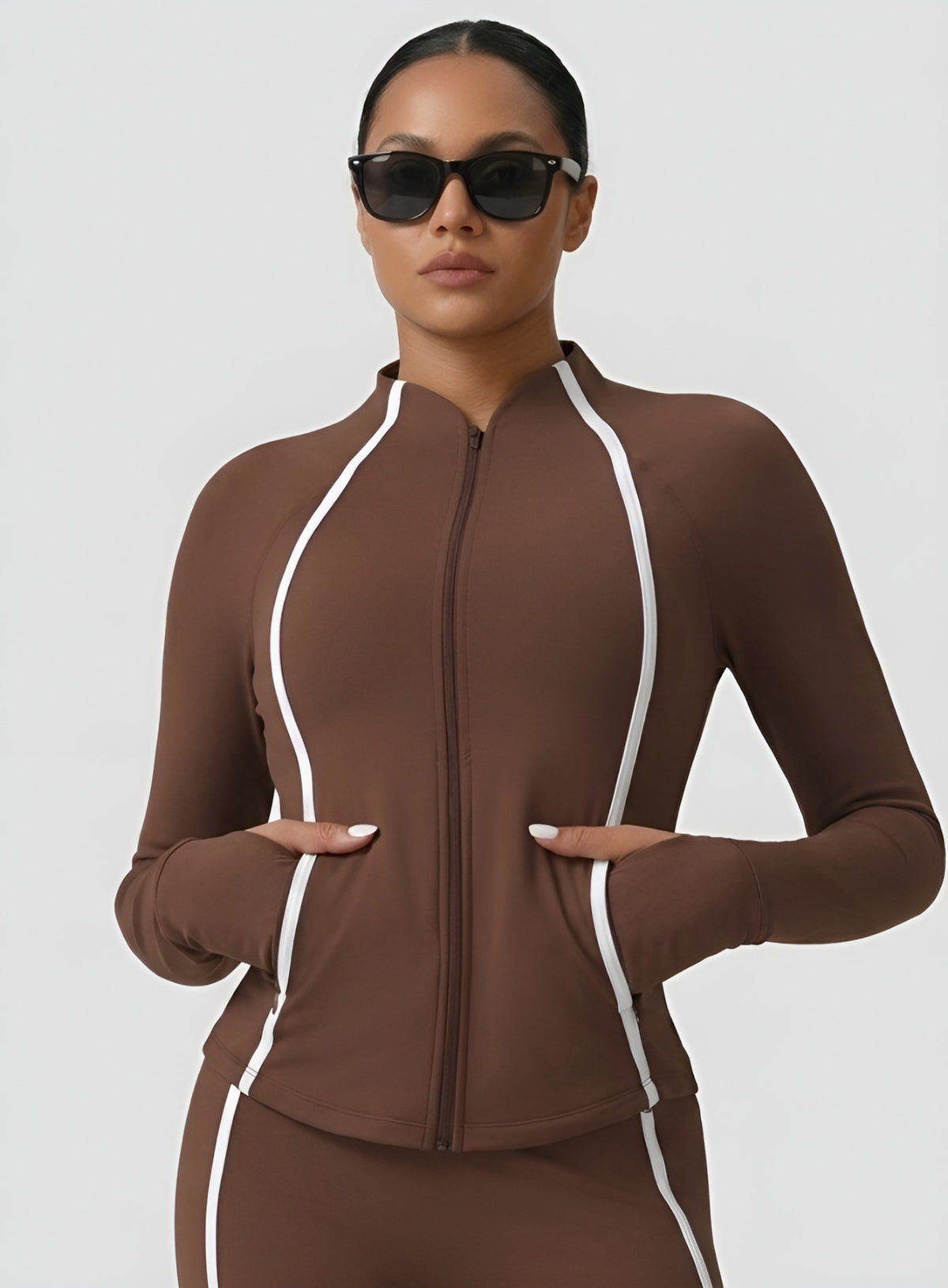 PowerFlex Sculpt Zip Jacket - Mocha Brown - VECTOR SPORTSWEAR Main image