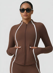 PowerFlex Sculpt Zip Jacket - Mocha Brown - VECTOR SPORTSWEAR