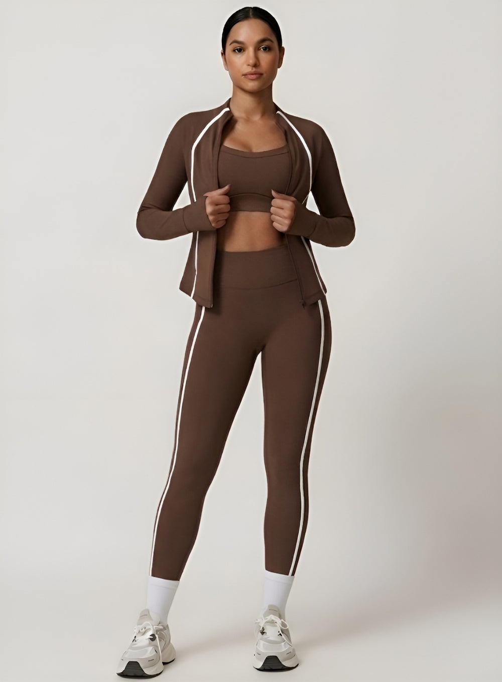 PowerFlex Sculpt Zip Jacket - Mocha Brown - VECTOR SPORTSWEAR