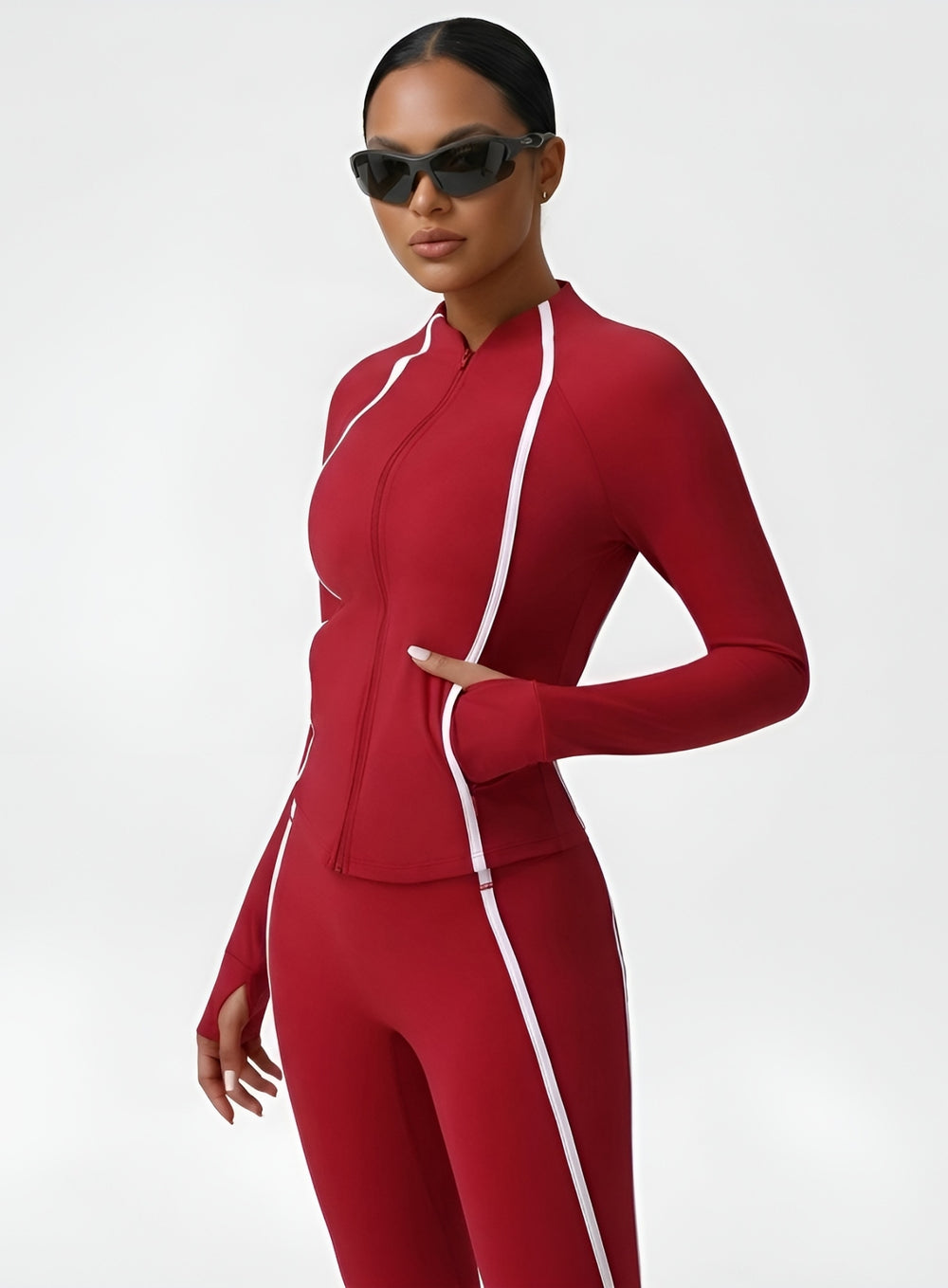 PowerFlex Sculpt Zip Jacket - Ruby Red - VECTOR SPORTSWEAR