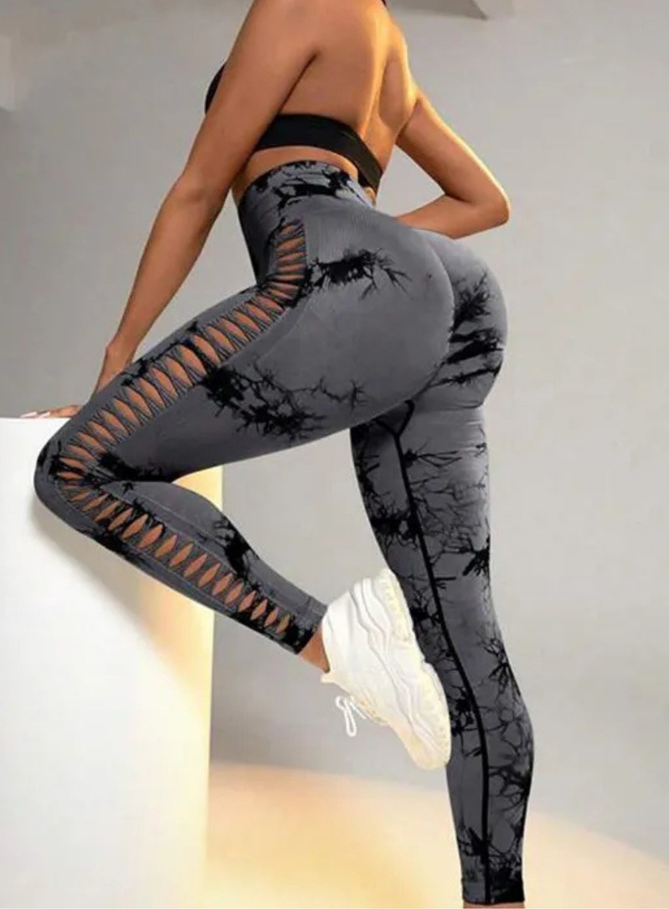 RIFT™ Tie-Dye Scrunch Leggings - Black Gray