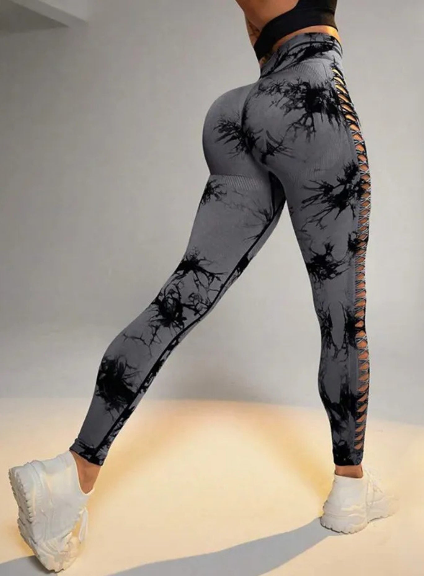 RIFT™ Tie-Dye Scrunch Leggings - Black Gray