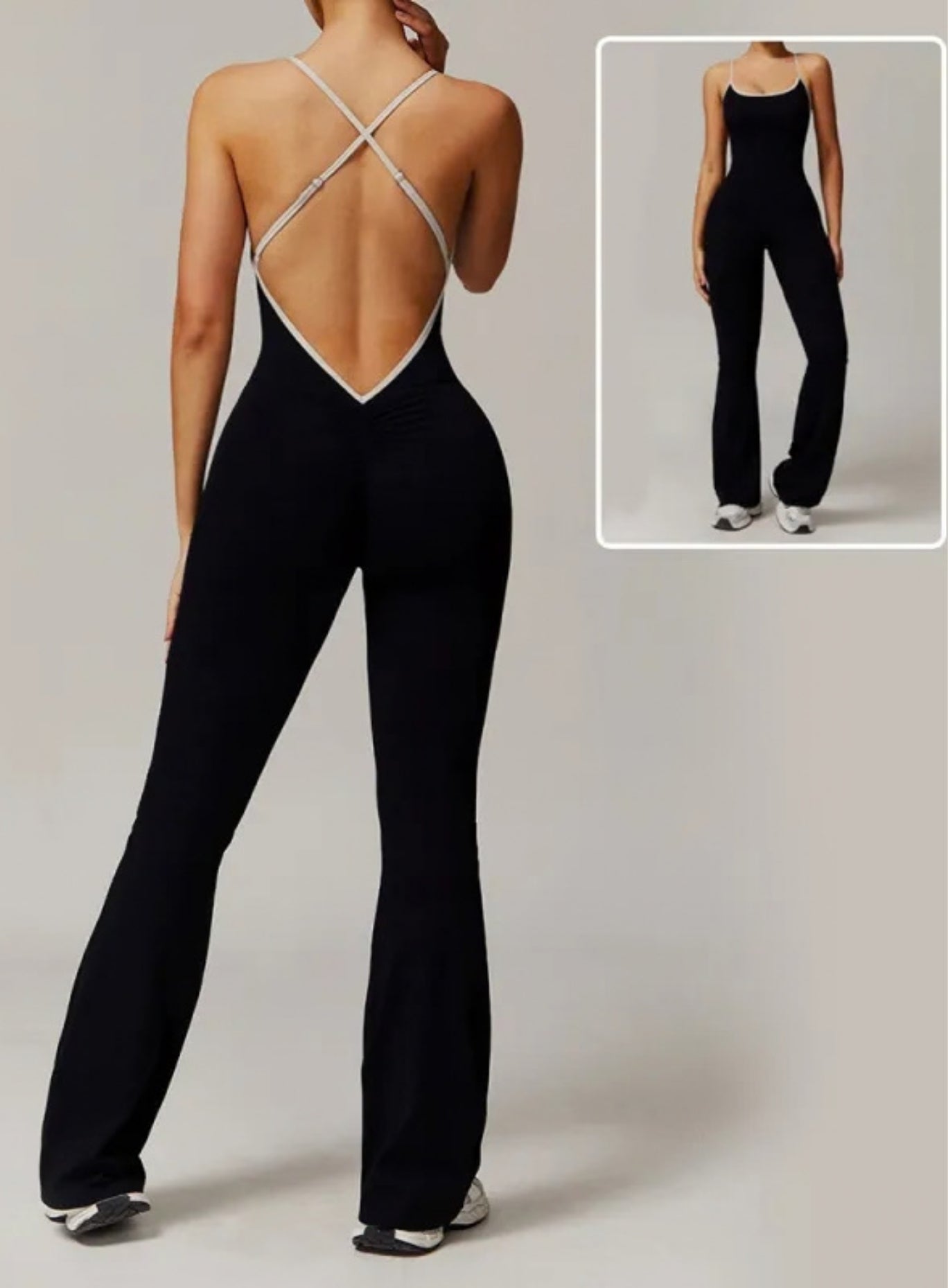 VANTA™ Crossback Flare Jumpsuit - Black