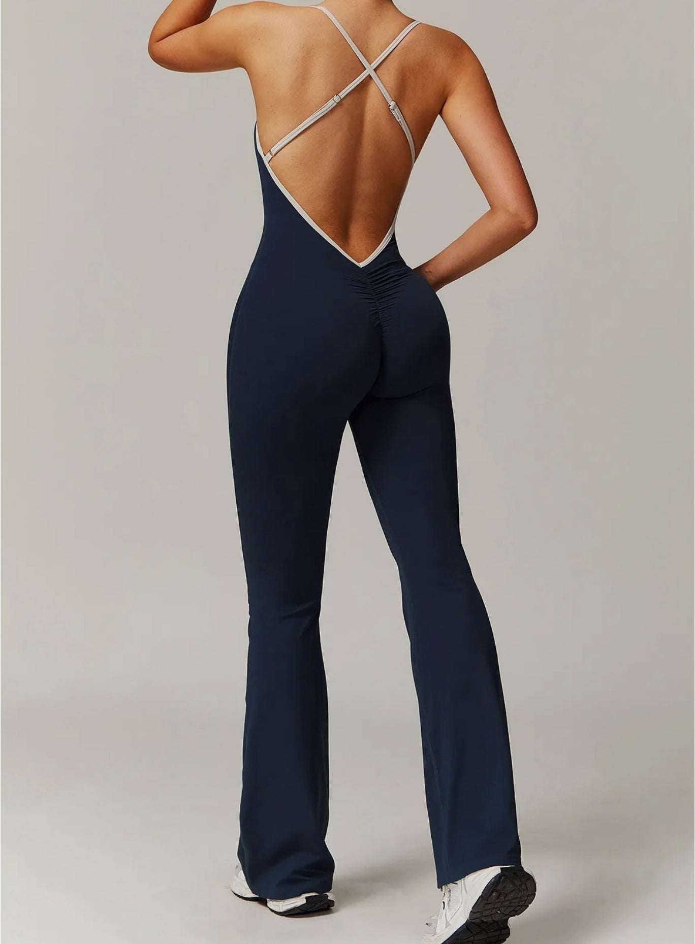 VANTA™ Crossback Flare Jumpsuit - Navy Blue