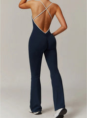 VANTA™ Crossback Flare Jumpsuit - Navy Blue