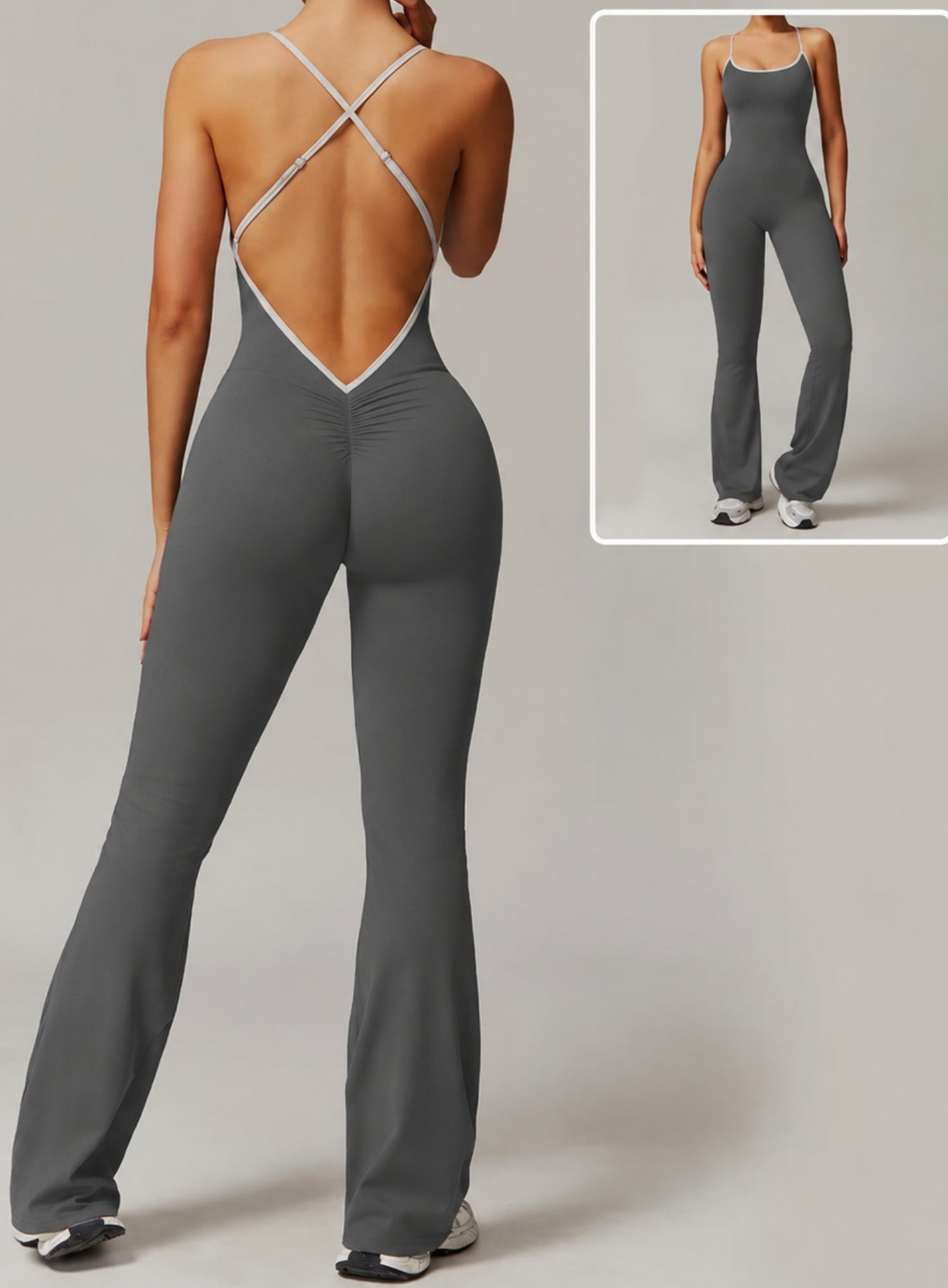 VANTA™ Crossback Flare Jumpsuit - Gray