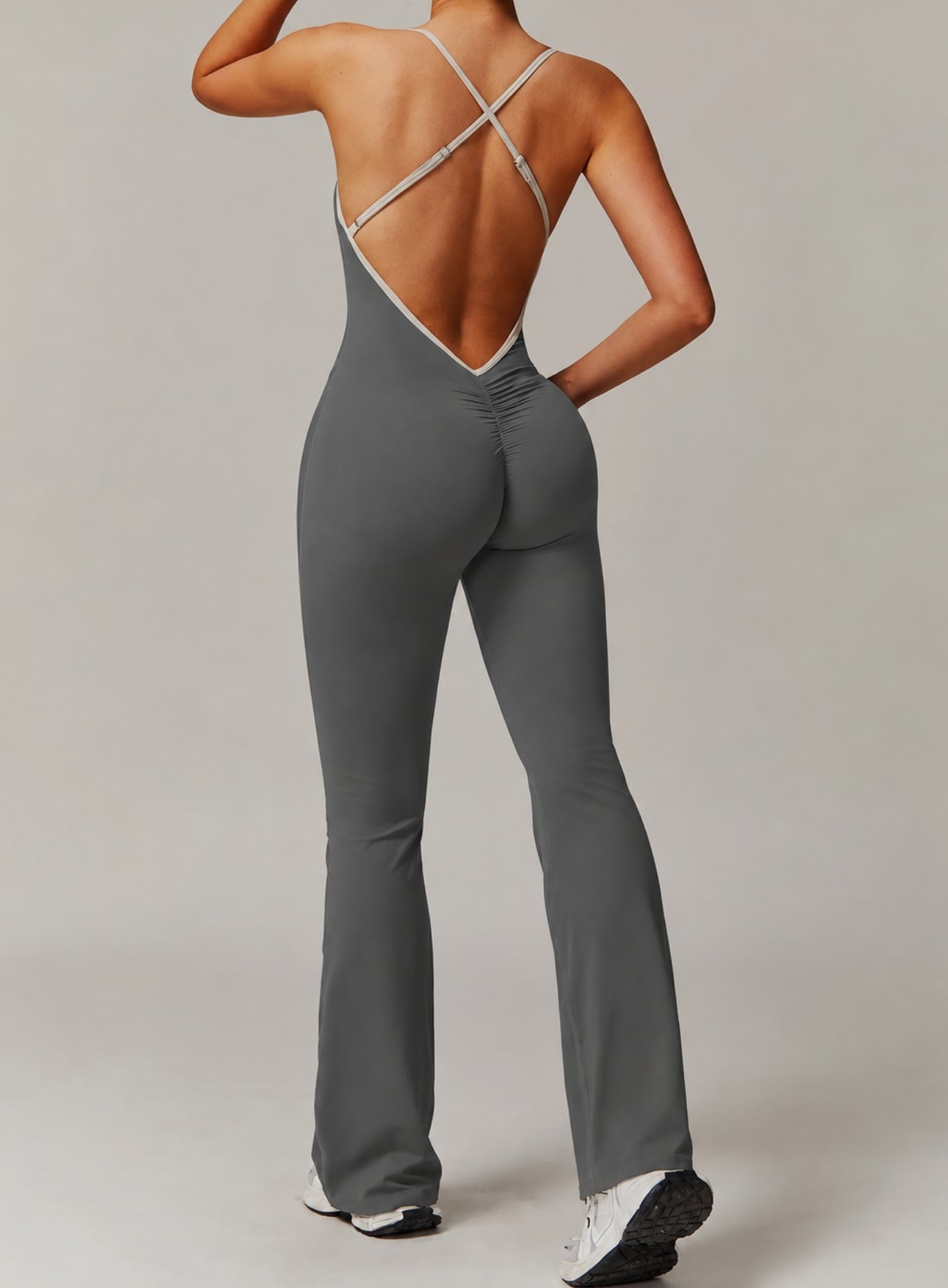 VANTA™ Crossback Flare Jumpsuit - Gray
