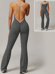 VANTA™ Crossback Flare Jumpsuit - Gray