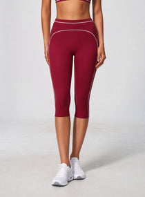 VELA™ Contour Capri Leggings - Burgundy