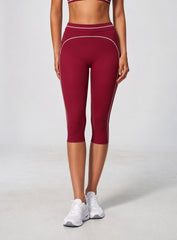 VELA™ Contour Capri Leggings - Burgundy