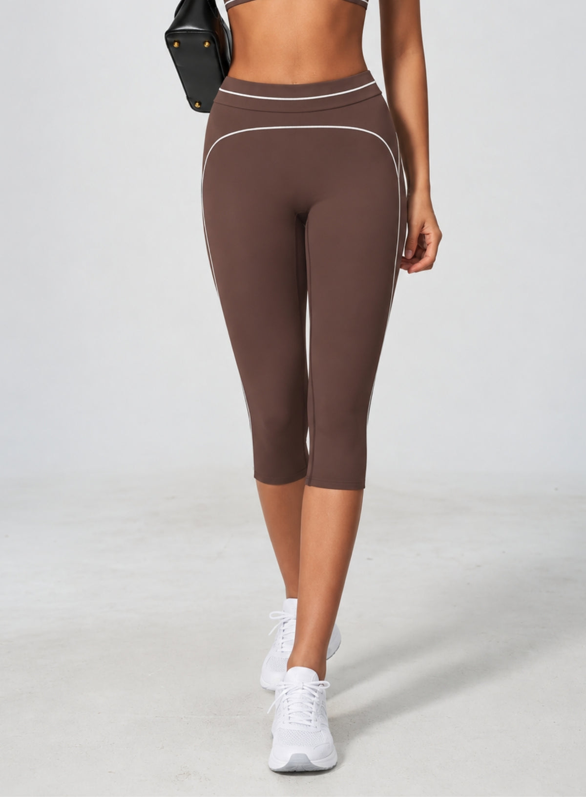 VELA™ Contour Capri Leggings - Dark Brown