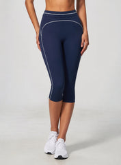 VELA™ Contour Capri Leggings - Navy Blue