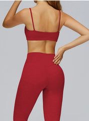 Back view of CloudSense Brushed Sports Bra in bright red with seamless rib band and slim straps | Vectorsportswear