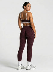 HydraFit Leopard Scrunch Leggings - Merlot