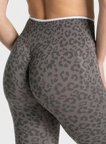 HydraFit Leopard Scrunch Leggings - Gray