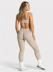 HydraFit Leopard Scrunch Leggings - Cream