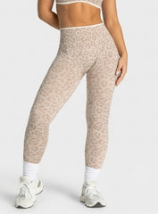 HydraFit Leopard Scrunch Leggings - Cream