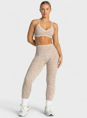 HydraFit Leopard Scrunch Leggings - Cream