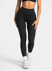 HydraFit Leopard Scrunch Leggings - Black