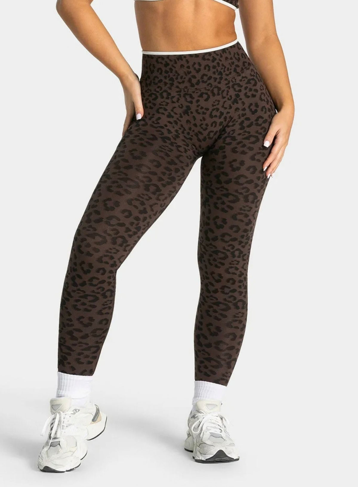 HydraFit Leopard Scrunch Leggings - Espresso