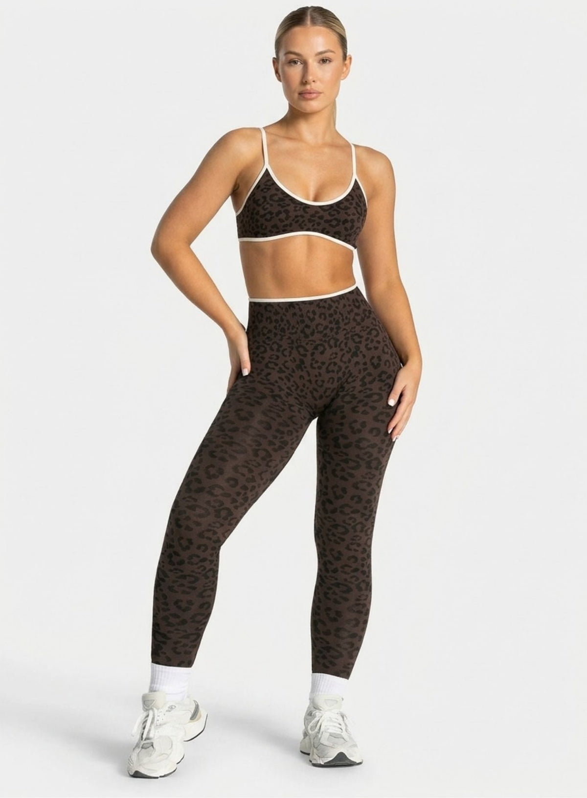 HydraFit Leopard Scrunch Leggings - Espresso