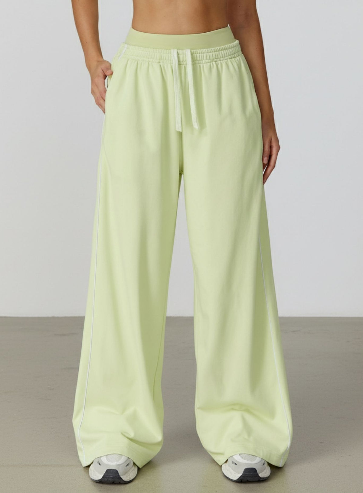Vector Sportswear Lounge Strides wide-leg pants with elastic waist and piping detail for modern style. Main image