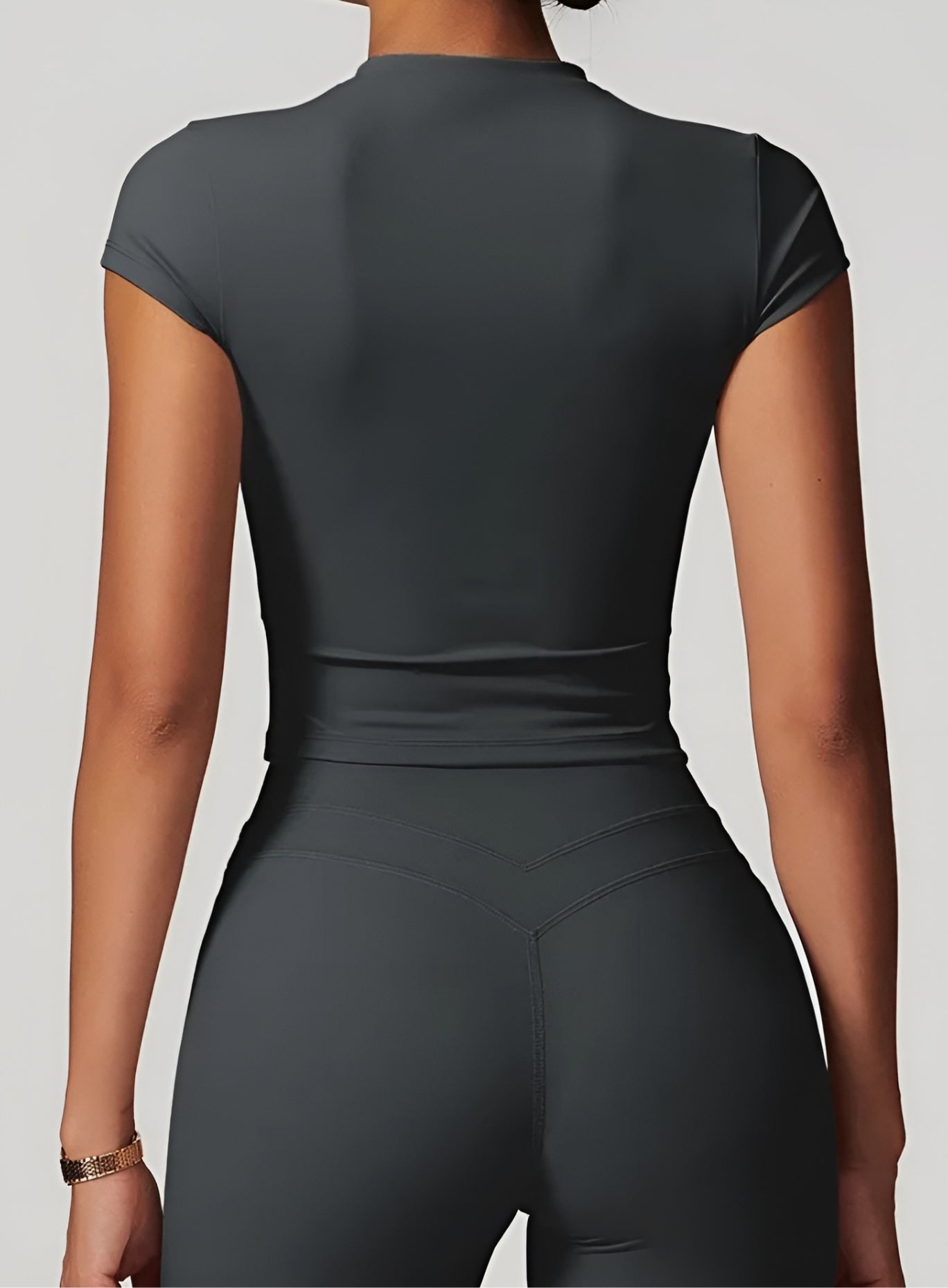 CoreFlow Short‑Sleeve Crop Top - Slate Grey - VECTOR SPORTSWEAR