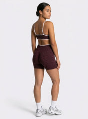 Leopard Scrunch Shorts - Merlot