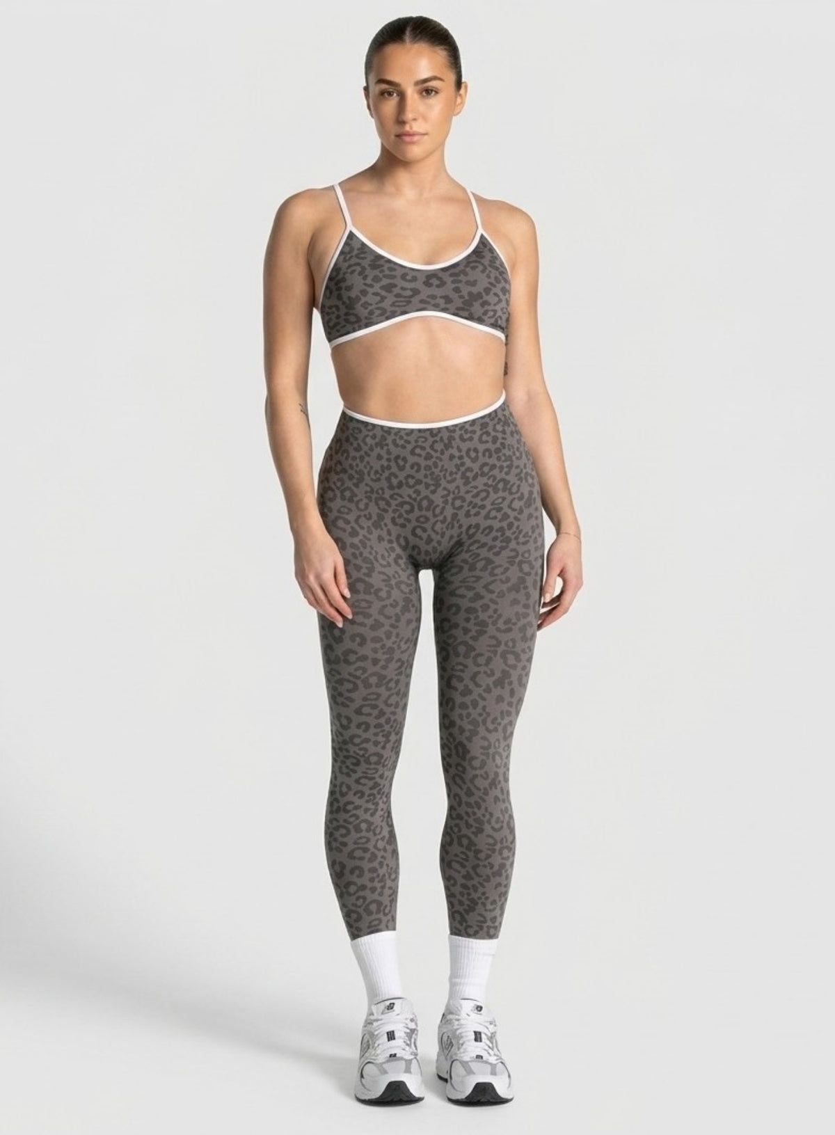 Athletica™ Leopard Sports Bra – Gray