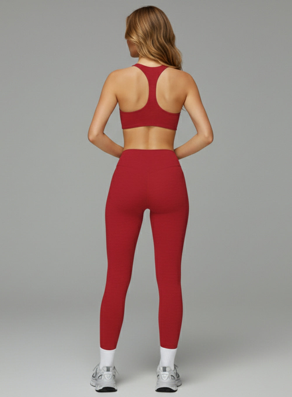 Back view of brushed seamless high-support sports bra with ribbed support band and sleek fit | Vectorsportswear