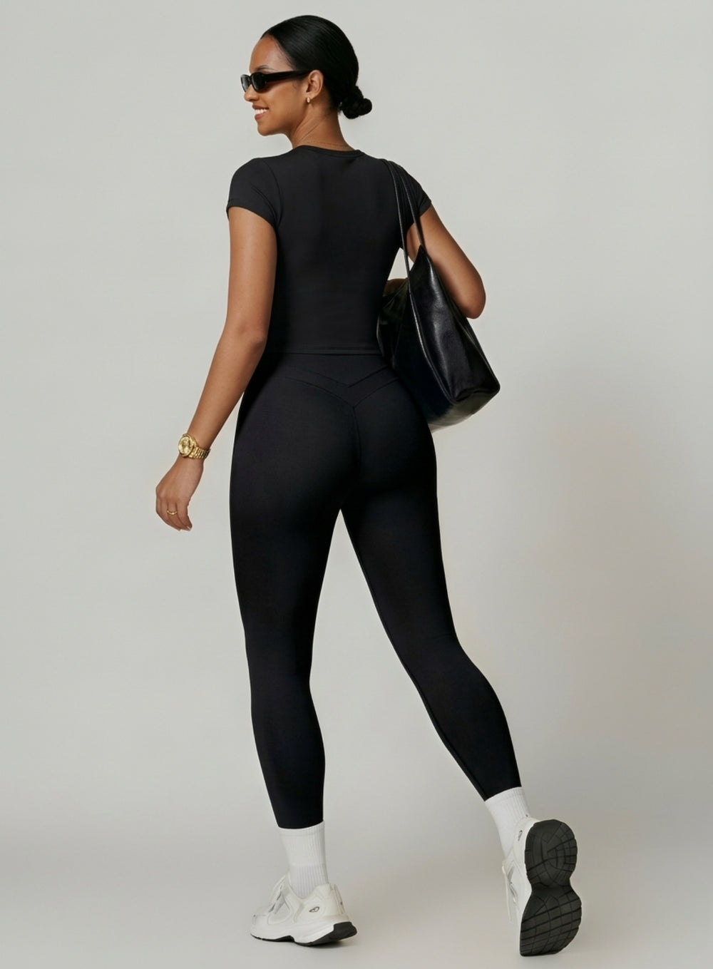 CoreFlow Short‑Sleeve Crop Top - Black - VECTOR SPORTSWEAR