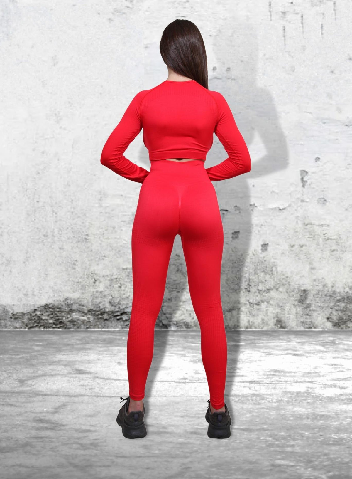 HERA - HYDRAFIT SEAMLESS PUSH UP LEGGING + LONG SLEEVES - FULL SET - RED