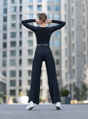 CERES - SPANISH JUMPSUIT WITH BELT - BLACK