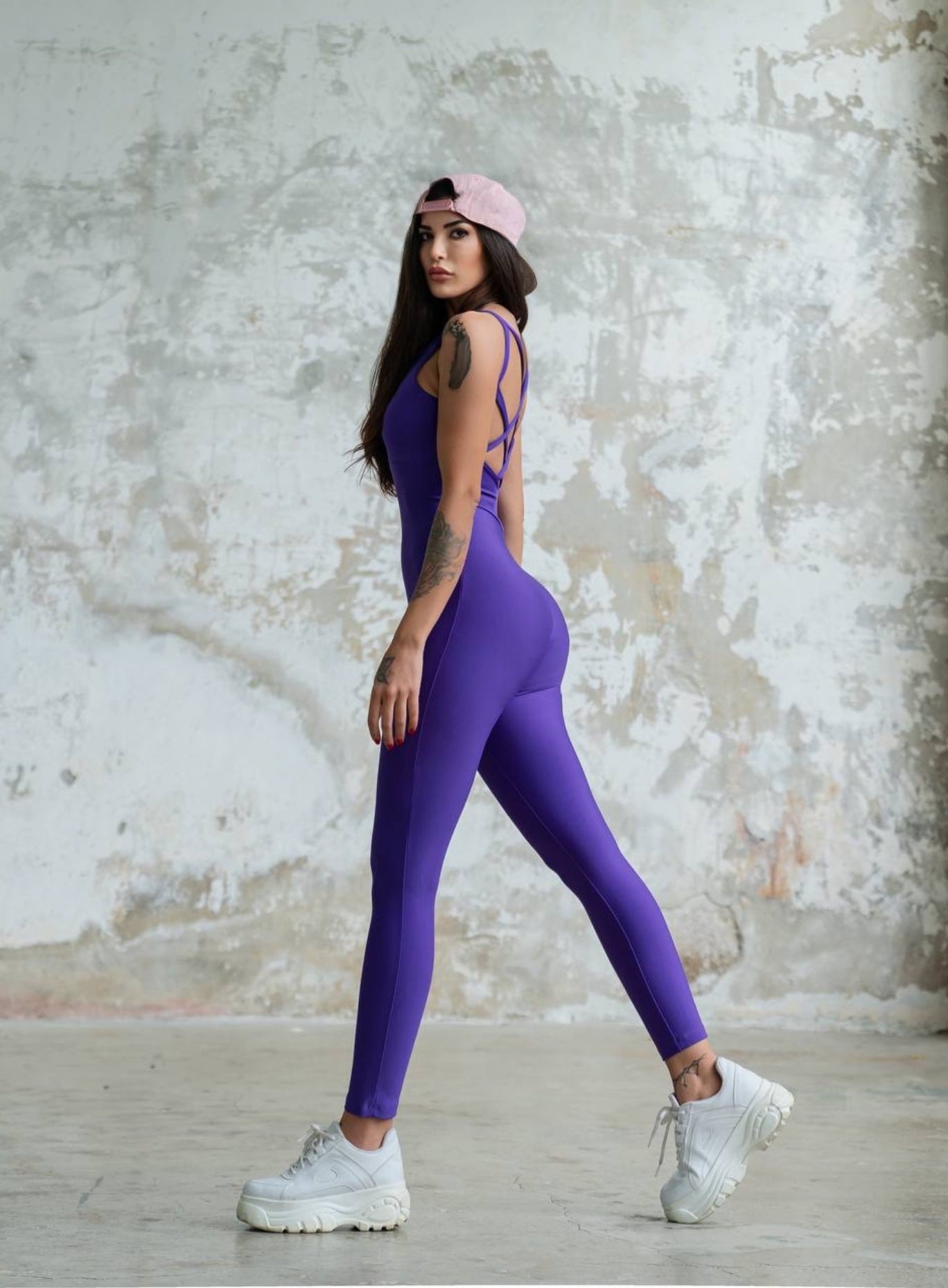 NORSE - CRISS-CROSSED CHIC JUMPSUIT - PURPLE