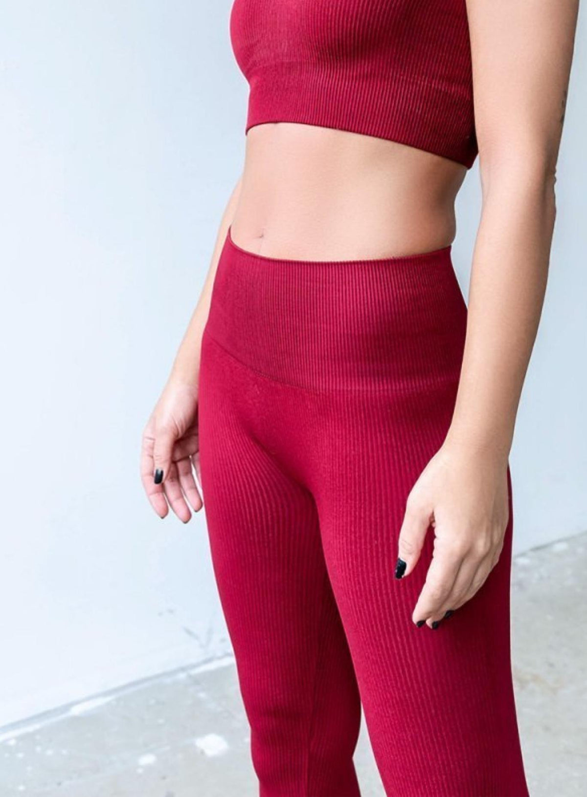 VESTA - RIBBED SEAMLESS LEGGINGS - MAROON